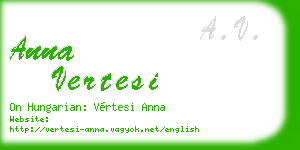 anna vertesi business card
